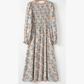 Halsie Khaki Maple Grove Floral Smocked Puff Sleeve Long Dress