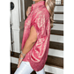 Franca Metallic Sheen Short Sleeve Buttoned Front Casual Shirt