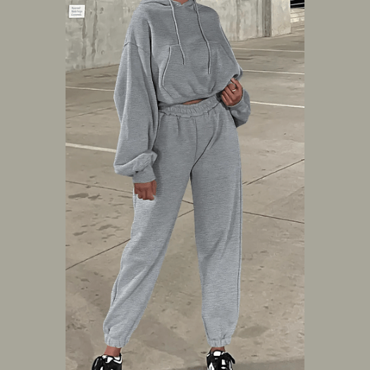 Tirzah Grey Drop Shoulder Hoodie and Joggers Activewear Set