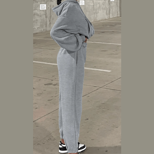 Tirzah Grey Drop Shoulder Hoodie and Joggers Activewear Set