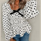 REDUCED!!!  Terra Black Polka Dot Puff Sleeve Bow Square Neck Peplum Top  REDUCED!!!