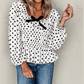 REDUCED!!!  Terra Black Polka Dot Puff Sleeve Bow Square Neck Peplum Top  REDUCED!!!