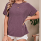 Nathalie Mauve Corded Knit Mock Neck T Shirt