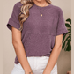 Nathalie Mauve Corded Knit Mock Neck T Shirt