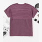 Nathalie Mauve Corded Knit Mock Neck T Shirt