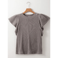 Arissa Grey Textured Flutter Sleeve Top