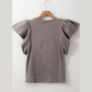 Arissa Grey Textured Flutter Sleeve Top