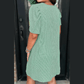 Gina Mint Green Corded Knit Crew Neck Puff Sleeve Shift Mini Dress