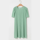 Gina Mint Green Corded Knit Crew Neck Puff Sleeve Shift Mini Dress