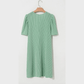 Gina Mint Green Corded Knit Crew Neck Puff Sleeve Shift Mini Dress