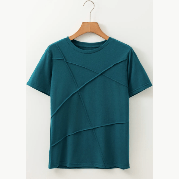 Maren Blue Sapphire Toothpick Stripe Round Neck T Shirt