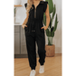 REDUCED!!!  Malbi Black Zipper Flutter Sleeve Drawstring High Waist Jumpsuit  REDUCED!!!