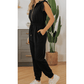 REDUCED!!!  Malbi Black Zipper Flutter Sleeve Drawstring High Waist Jumpsuit  REDUCED!!!
