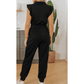 REDUCED!!!  Malbi Black Zipper Flutter Sleeve Drawstring High Waist Jumpsuit  REDUCED!!!