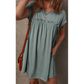 REDUCED!!!  Mareena Mist Green Frilled Gathered Seam Round Neck T Shirt Dress  REDUCED!!!