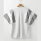 Charlize Two Tone Contrast Waffle Knit Patched Buttoned V Neck Top