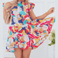 SALE!!! Linnea Abstract Printed Ruffled Flutter Sleeve Tiered Mini Dress
