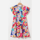 SALE!!! Linnea Abstract Printed Ruffled Flutter Sleeve Tiered Mini Dress