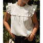 REDUCED!!!  Retha Ruffle Trim Waffle Knit Blouse  REDUCED!!!
