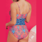 Cyril Blue Geometric Print Hollow Out Knotted Waist One Piece Swimsuit