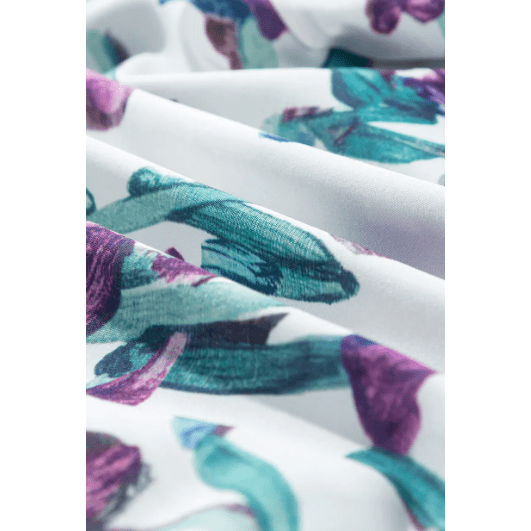 Milly Purple Floral Ricrac Trim Half Sleeve Peplum Top