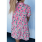 Donda Floral Half Button Short Puff Sleeve A-line PLUS SIZE Dress