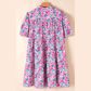 Donda Floral Half Button Short Puff Sleeve A-line PLUS SIZE Dress
