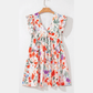 Deany Pink Floral Double Ruffle Sleeve V Neck High Waist Mini Dress