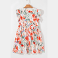 Deany Pink Floral Double Ruffle Sleeve V Neck High Waist Mini Dress