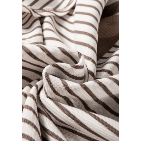 Maritsa Brown Contrast Detail Striped Ruffle Short Sleeve Top
