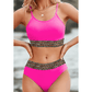 Nan Leopard Mesh Trim 2pcs Bikini Swimsuit