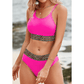 Nan Leopard Mesh Trim 2pcs Bikini Swimsuit