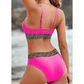 Nan Leopard Mesh Trim 2pcs Bikini Swimsuit