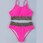 Nan Leopard Mesh Trim 2pcs Bikini Swimsuit