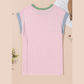 Britley Pink Color Block Corded Knit Crew Neck Tee
