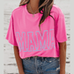 Bright Pink MAMA Letter Graphic Neon T Shirt