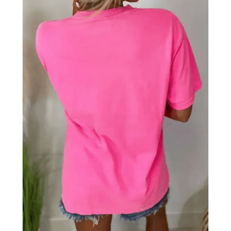 Bright Pink MAMA Letter Graphic Neon T Shirt