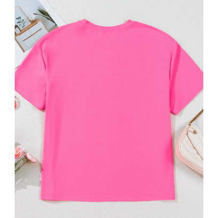 Bright Pink MAMA Letter Graphic Neon T Shirt