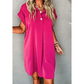 Kitt Pink Buttoned Collar Shift T-shirt Mini Dress