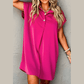 Kitt Pink Buttoned Collar Shift T-shirt Mini Dress