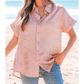 Moriah Pink Metallic Buttoned Loose Fit Short Sleeve Shirt