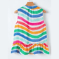 Val Rainbow Stripes Ruffled Hem Drawstring V Neck Tank Top