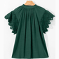 Kells Green Bay Eyelet Embroidered Sleeve Tie V Neck Blouse