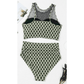 Saphira Green Dotted Mesh Plaid Patchwork High Waisted Bikini