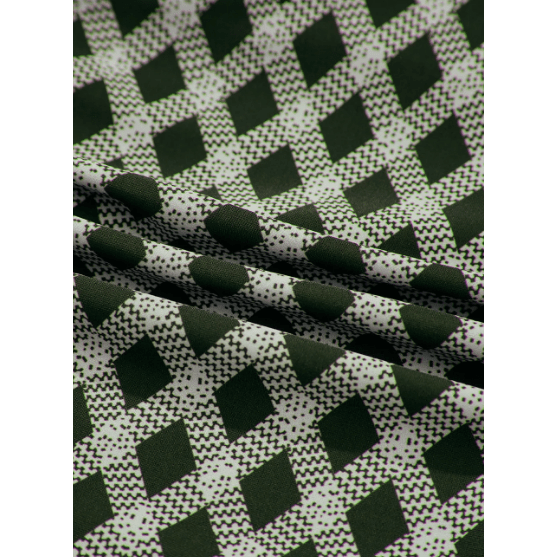 Saphira Green Dotted Mesh Plaid Patchwork High Waisted Bikini