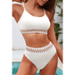 Tyrisha White Textured Contrast Banding Bikini High Waist 2pcs Swimsuit