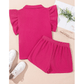 Amity Strawberry Pink Striped Detail Flutter Sleeve Zipped Collar Short Set