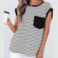 Stassie Black Stripe Chest Pocket Patch Round Neck Tank Top