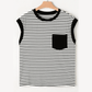 Stassie Black Stripe Chest Pocket Patch Round Neck Tank Top