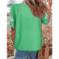 Porsha Dark Green Floral Ric Rac Edge Puff Sleeve Button Up Summer Shirt